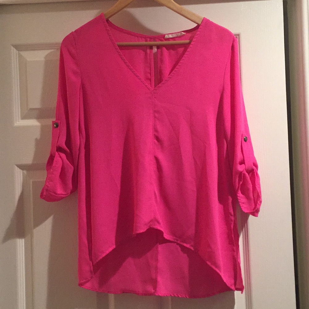 LUSH Pink hi-low blouse size small